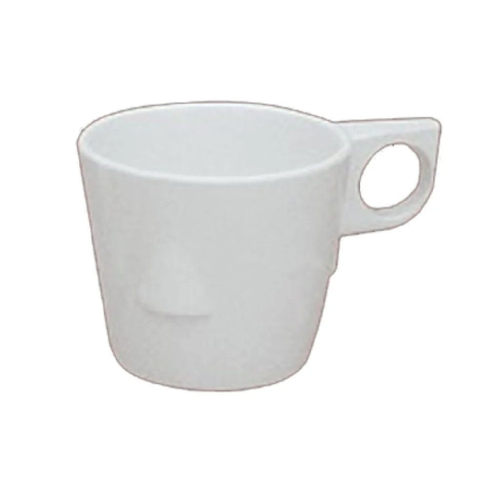 Yanco NS-9011W 8 Oz Bulbous Cup Heavy Weight Melamine Dishwasher Safe White