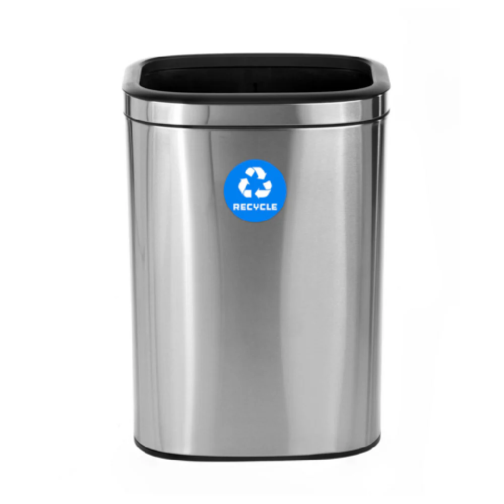 Alpine Industries ALP470-40L-R 17 Inch Open Top Recycling Can Stainless Steel Silver Alpine Industries ALP470-40L-R 17 Inch Open Top Recycling Can Stainless Steel Silver