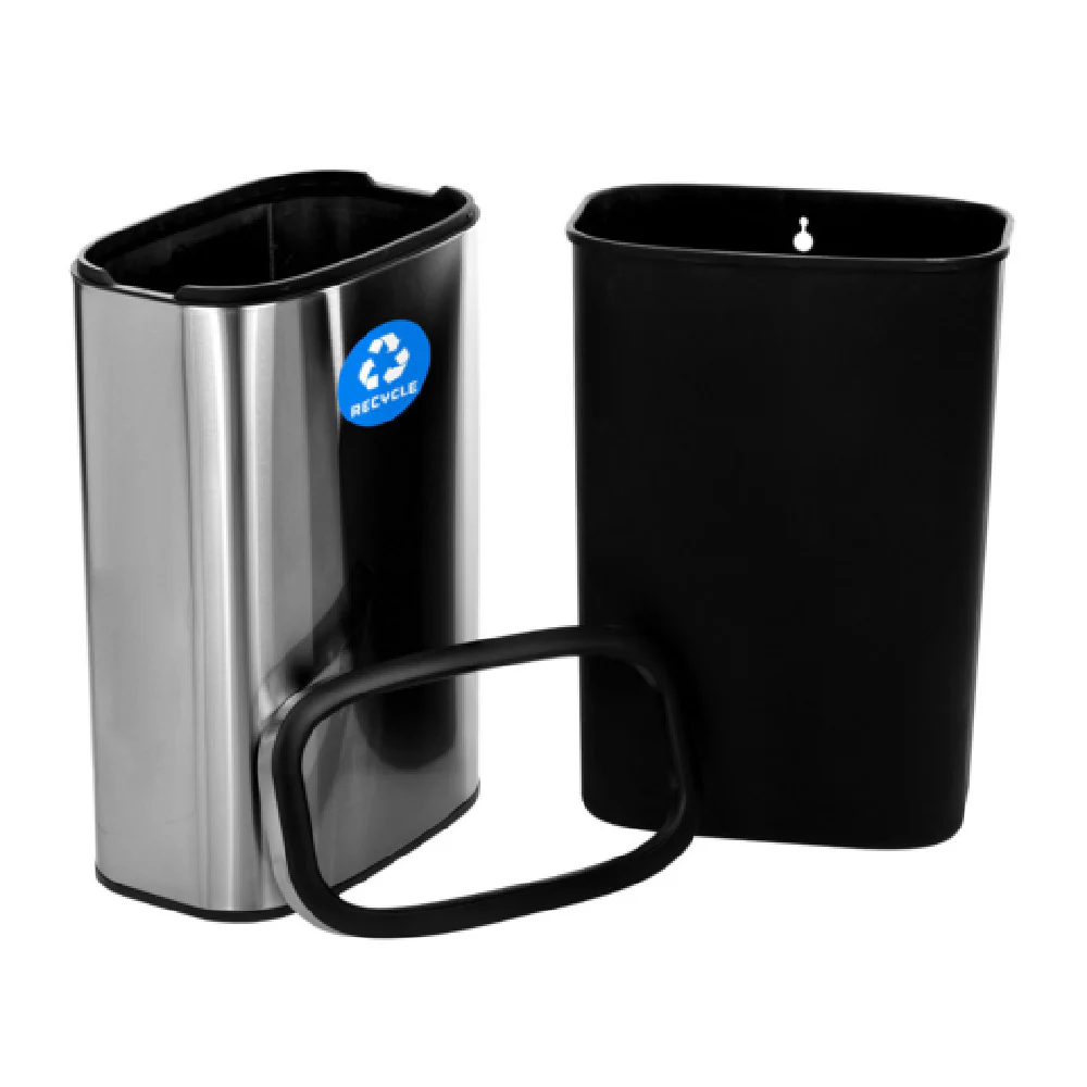 Alpine Industries ALP470-40L-R 17 Inch Open Top Recycling Can Stainless Steel Silver Alpine Industries ALP470-40L-R 17 Inch Open Top Recycling Can Stainless Steel Silver