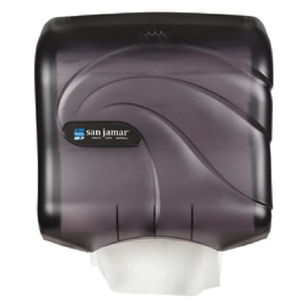 San Jamar T1759TBK 11-1/2 Inch Wall Mounted Paper Towel Dispenser Black Plastic with Lock