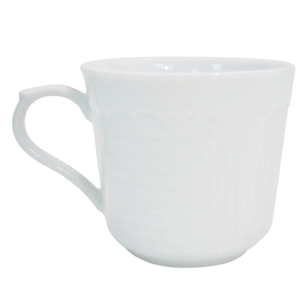 CAC China CRO-35 3-1/2 Oz Demitasse Cup Embossed Porcelain Super White