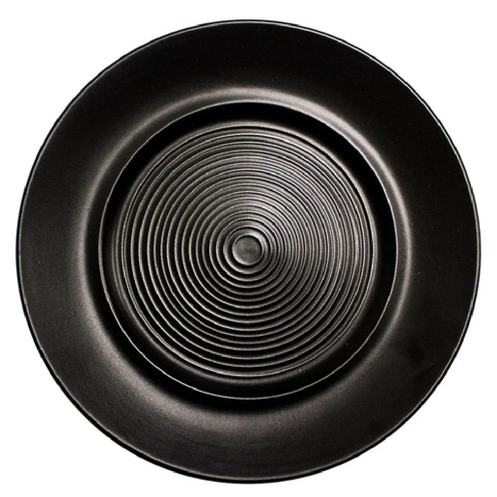 Vertex China E-207-O 11-Inch Plate with 7-Inch Well Round Polished Foot Matte Black Vertex China E-207-O 11-Inch Plate with 7-Inch Well Round Polished Foot Matte Black