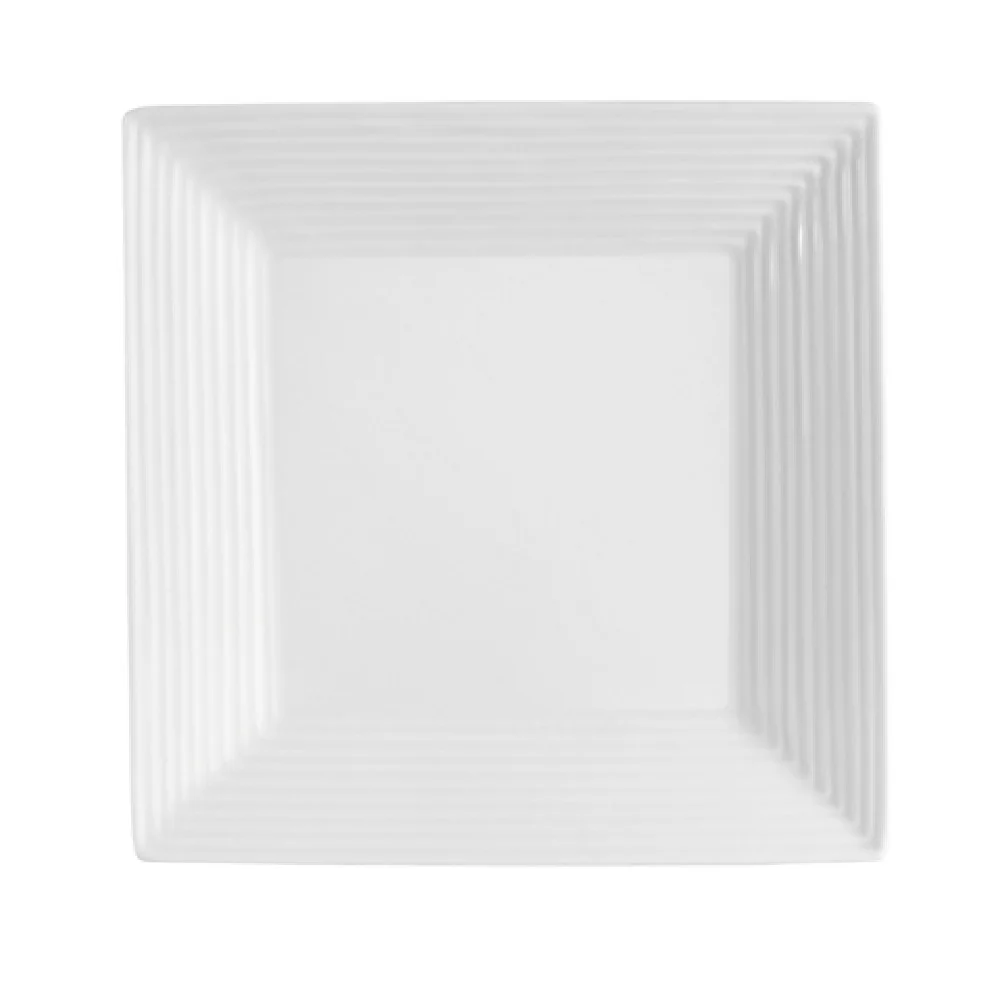 CAC China CBS-SQ8 8 Inch Plate Porcelain Square Dishwasher Safe Embossed Rim 2 Dozen Cases