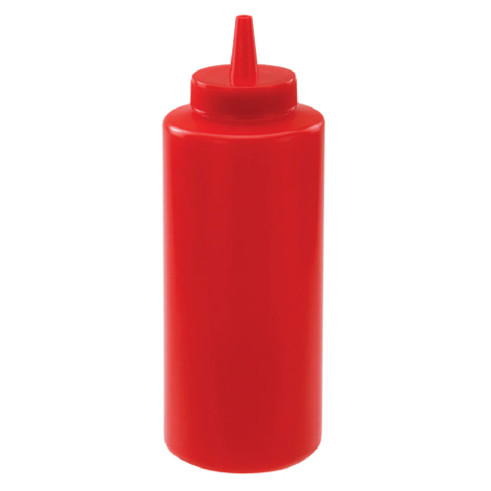 Winco PSB-12R 12 Oz Squeeze Bottle Red BPA Free Impact Resistant Plastic