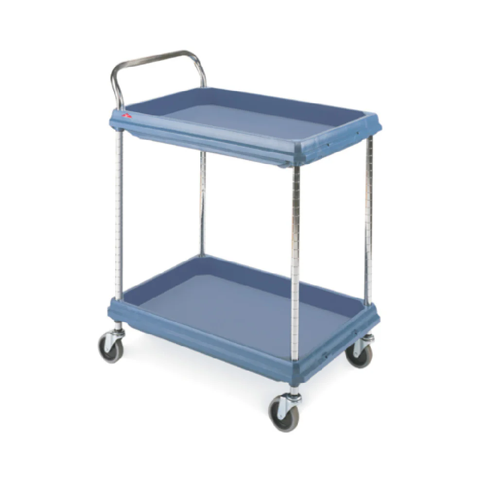 Metro BC2030-2DMB 32-3/4 Inch Utility Cart 2-tier Polymer with Microban Antimicrobial Blue