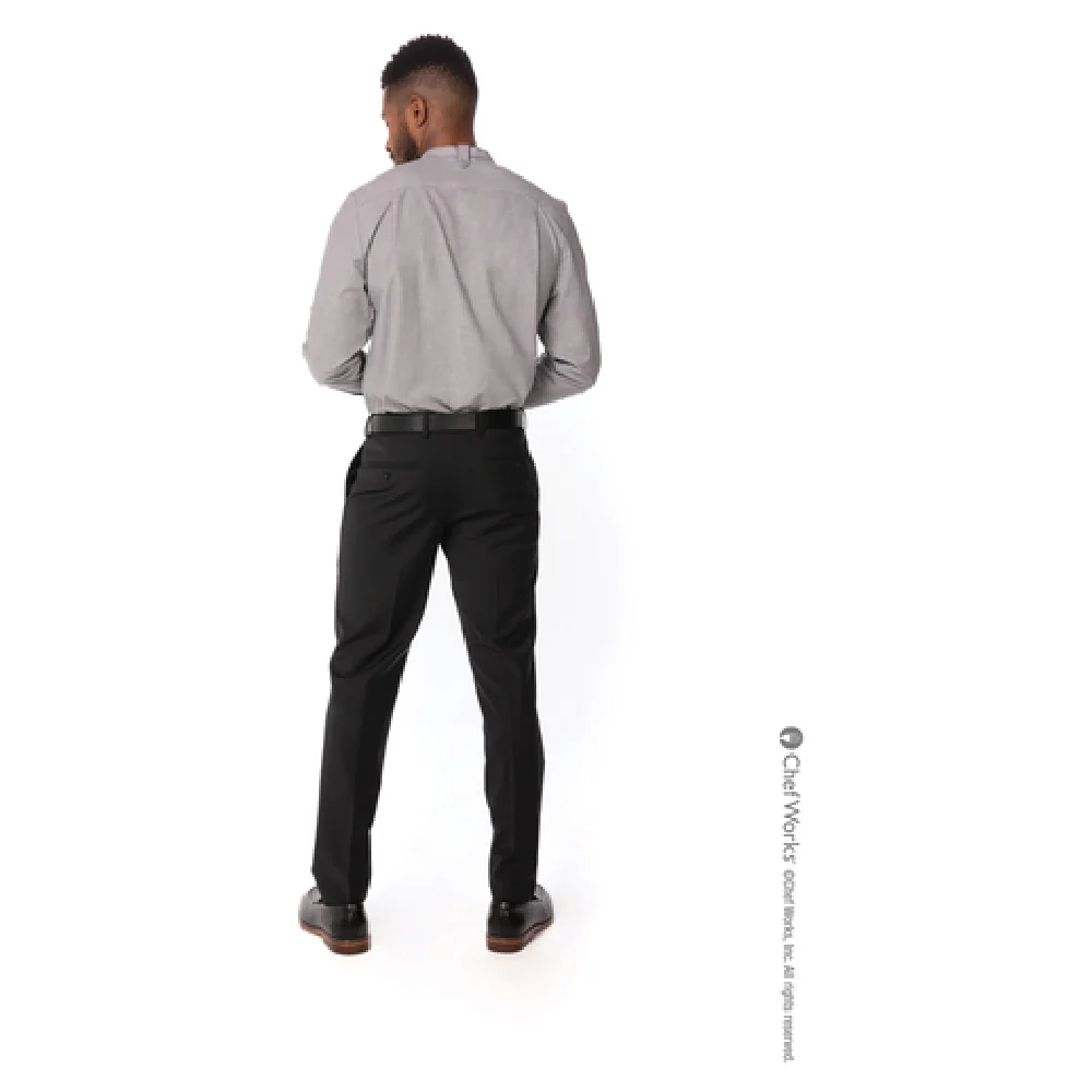 Chef Works SFB02BLKL Men's Verismo Dress Shirt Large Roll-up Long Sleeves Black Poly/cotton Chef Works SFB02BLKL Men's Verismo Dress Shirt Large Roll-up Long Sleeves Black Poly/cotton