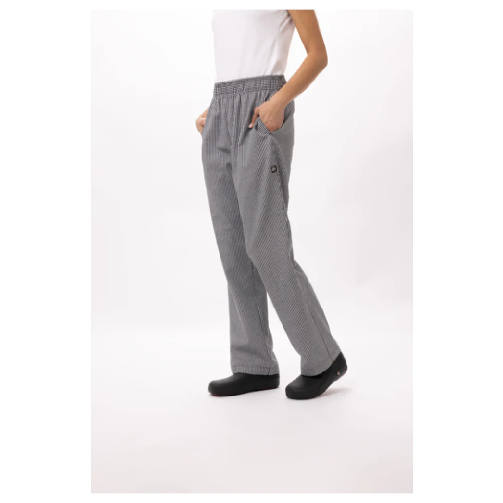 Chef Works PW005-SCH-XS 34 Inch Women's Baggy Chef Pants Elastic Waistband Checkered
