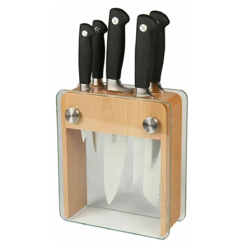 Mercer Culinary M20050 5 Inch Utility Knife 6 Piece Knife Set in Glass Block Mercer Culinary M20050 5 Inch Utility Knife 6 Piece Knife Set in Glass Block