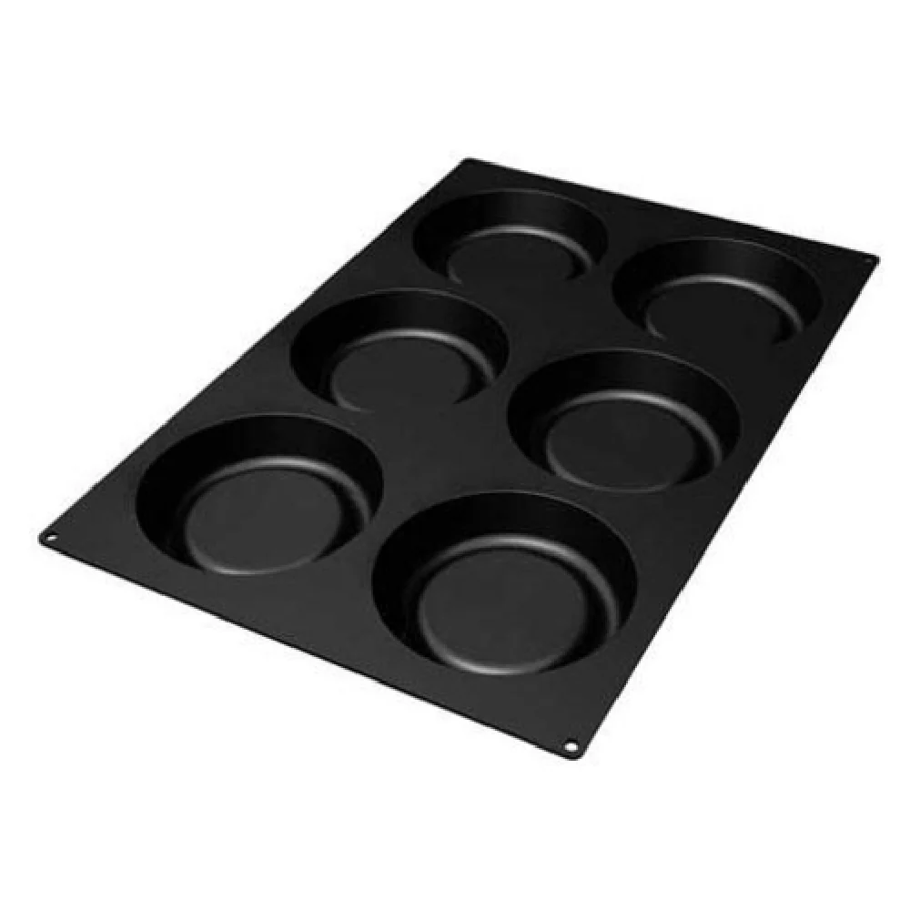 Louis Tellier SQ031 6 Cavities Tart Mold 20.7 Oz Flexible Silicone Black