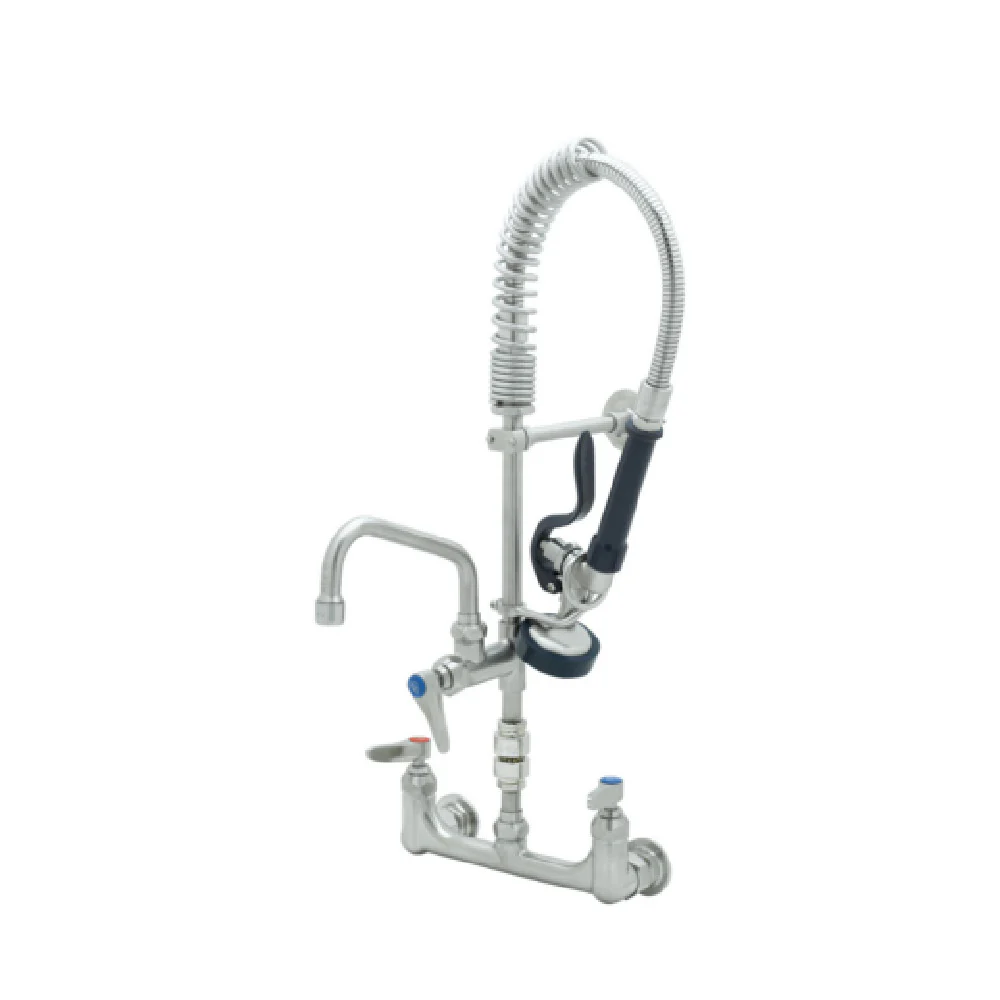 T&S Brass SMPK-8WLN-08 12.63 Inch Mini Pre-Rinse Wall Mount Faucet Stainless Steel with Add-on Faucet