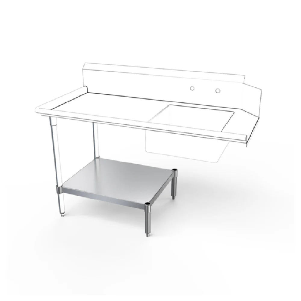 NBR Equipment DTU-S72 66 Inch 18 Gauge Stainless Steel Dishtable Undershelf with Adjustable Bullet Feet NBR Equipment DTU-S72 66 Inch 18 Gauge Stainless Steel Dishtable Undershelf with Adjustable Bullet Feet