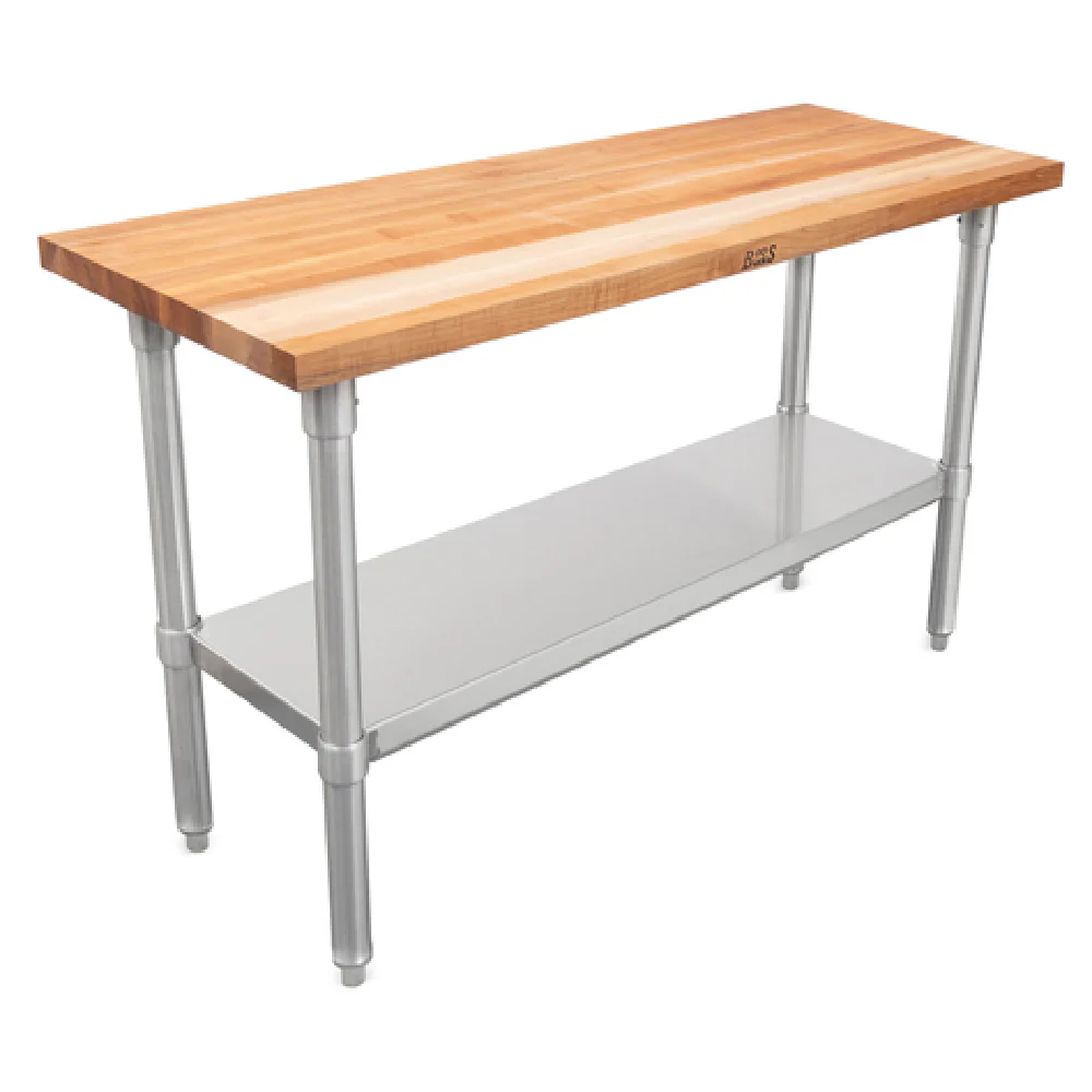 John Boos SNS1848-X 48 Inch Work Table Wood Top Stainless Steel Legs with Undershelf John Boos SNS1848-X 48 Inch Work Table Wood Top Stainless Steel Legs with Undershelf