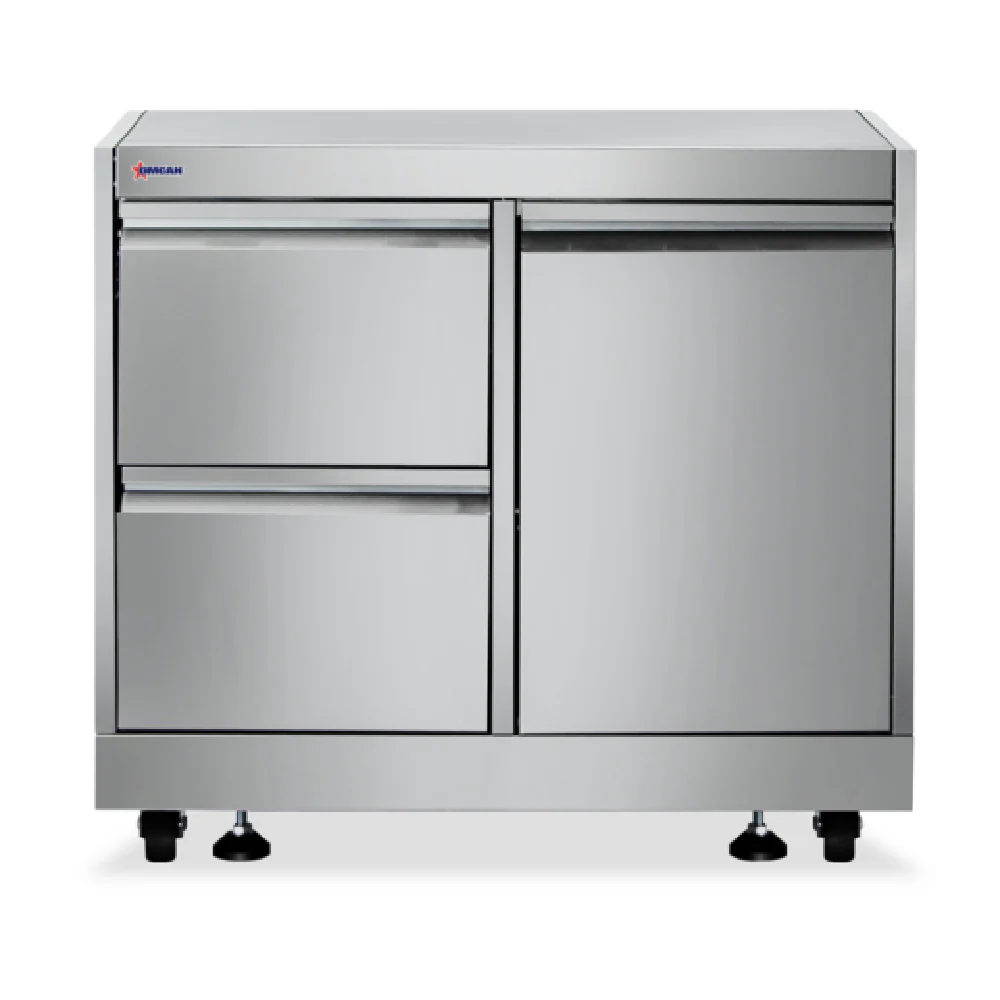 Omcan 47877 32 Inch Cabinet Stand with Two Drawers and Casters Stainless Steel