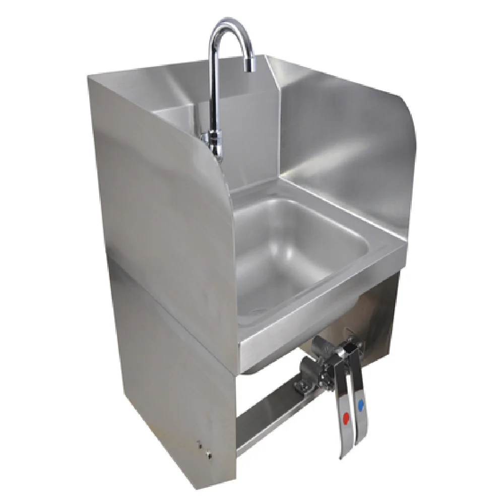 BK Resources BKHS-W-SS-1-SS-BKKPG 9 Inch Space Saver Hand Sink Wall Mount Stainless Steel with Gooseneck Faucet