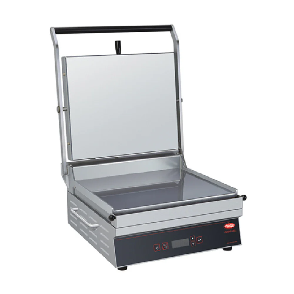 Hatco PG14F-1 17 Inch Panini Grill Single Flat Plates Stainless Steel and Aluminum with Digital Controls Hatco PG14F-1 17 Inch Panini Grill Single Flat Plates Stainless Steel and Aluminum with Digital Controls