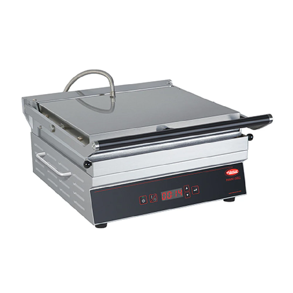 Hatco PG14F-1 17 Inch Panini Grill Single Flat Plates Stainless Steel and Aluminum with Digital Controls Hatco PG14F-1 17 Inch Panini Grill Single Flat Plates Stainless Steel and Aluminum with Digital Controls