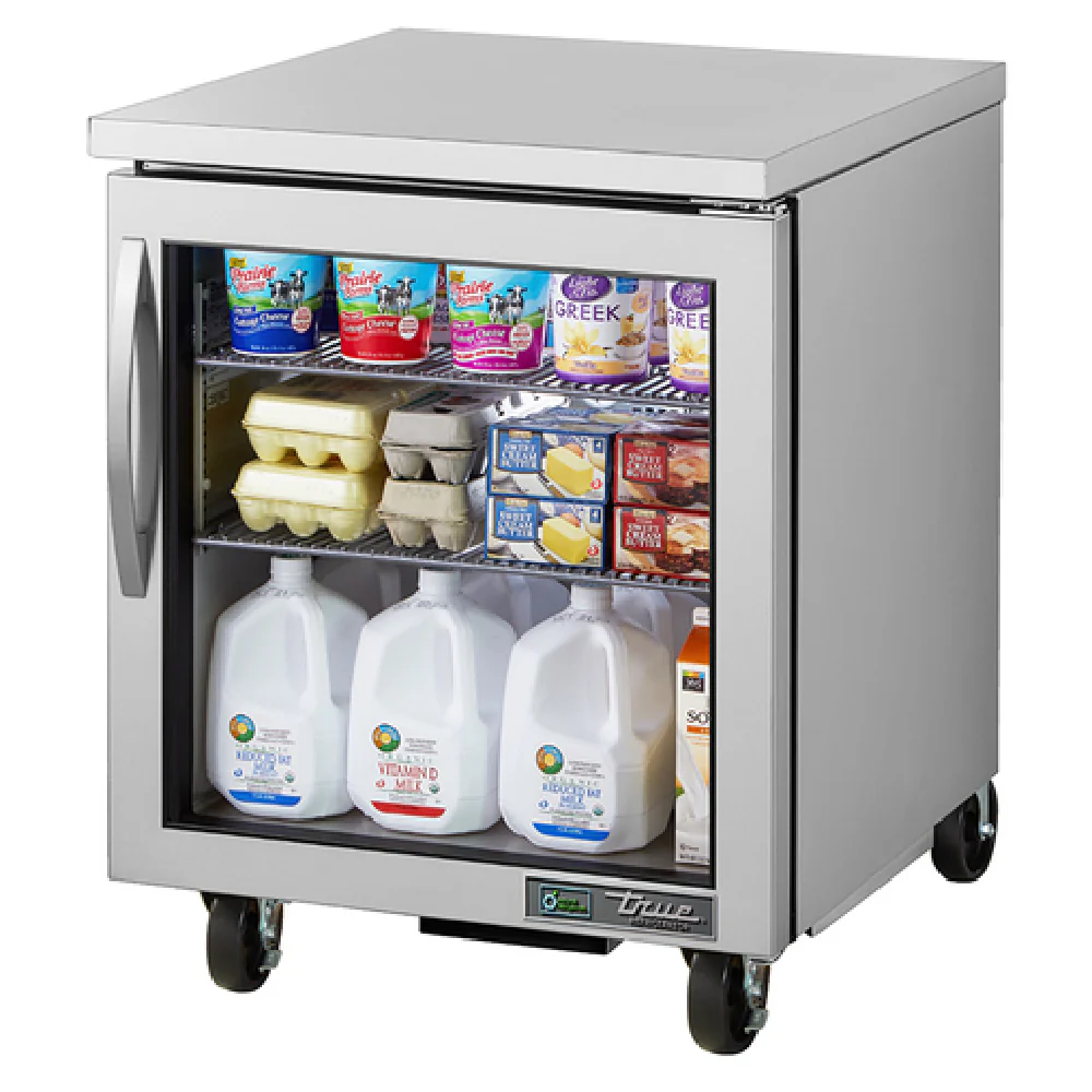 True Refrigeration TUC-27G-HC~FGD01 27 Inch Undercounter Refrigerator Glass Door Stainless Steel with LED Lighting