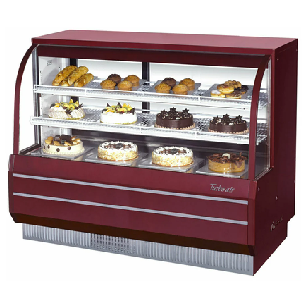 Turbo Air TCGB-60-R-N 60-1/2 Inch Refrigerated Bakery Display Case 19.4 Cu Ft Curved Glass Red