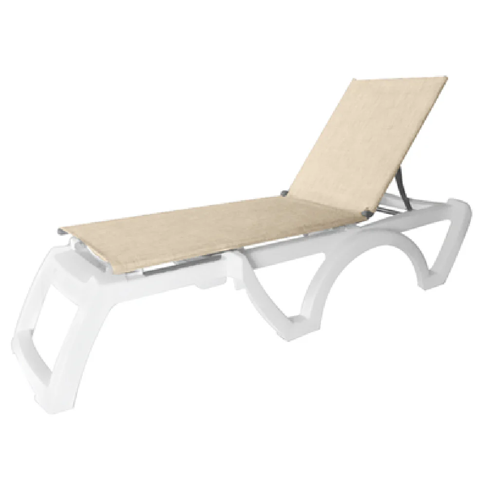 Grosfillex US115004 Chaise Outdoor Adjustable Sling Stackable White Resin Grosfillex US115004 Chaise Outdoor Adjustable Sling Stackable White Resin