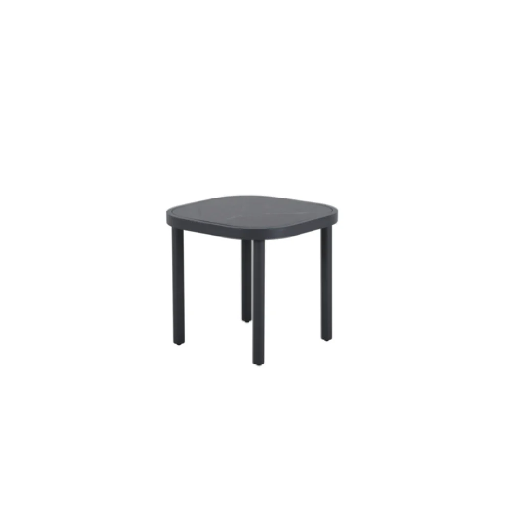 Plantation Prestige Commercial Furniture 8832121-0155 21 Inch Sintered Stone End Table Gunmetal Frame