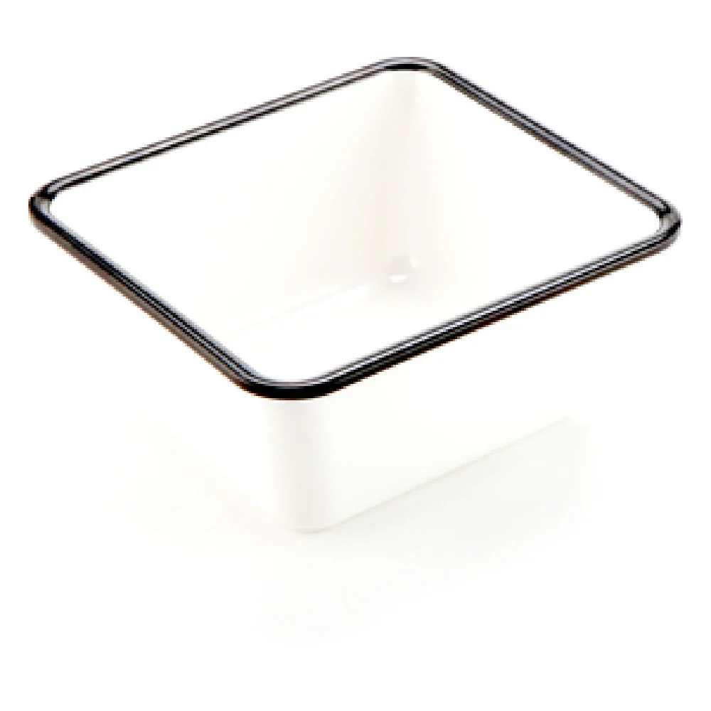 American Metalcraft MRCW7 44 Oz White Rectangular Melamine Serving Bowl with Black Rim American Metalcraft MRCW7 44 Oz White Rectangular Melamine Serving Bowl with Black Rim