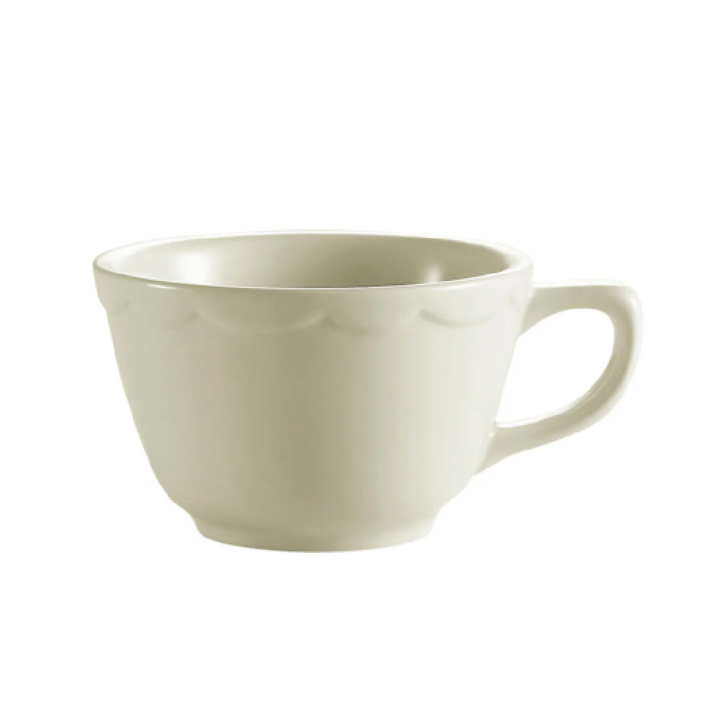 CAC China SC-1 7 Oz Coffee Cup Round Tall Scallop Edge Ceramic American White