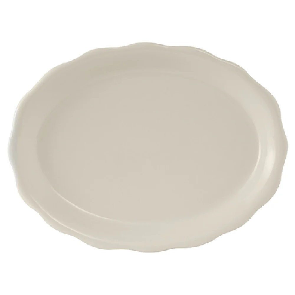 Tuxton TSC-012 9-1/2 Inch Ceramic Scalloped Edge Oval Platter