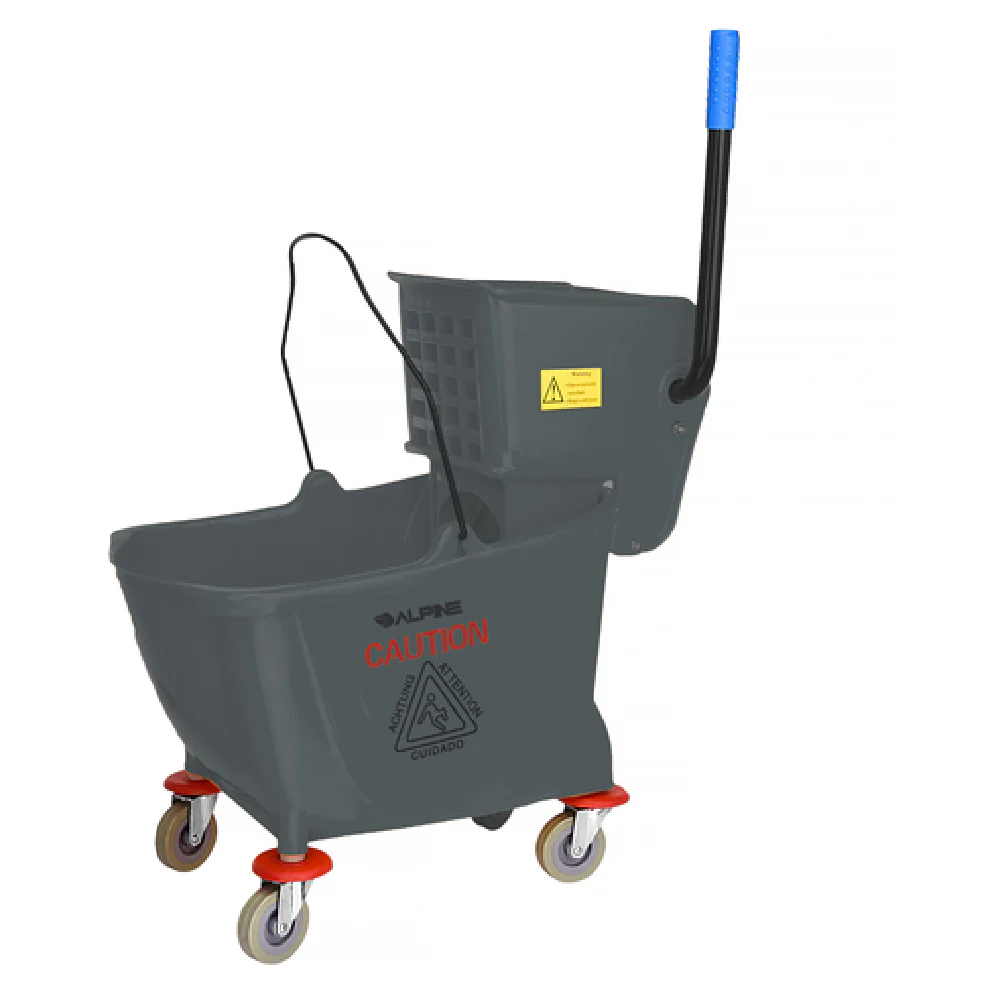 Alpine Industries ALP462-GRY 36 Qt Mop Bucket Combo with Removable Side Wringer Gray Plastic PVC Metal Alpine Industries ALP462-GRY 36 Qt Mop Bucket Combo with Removable Side Wringer Gray Plastic PVC Metal