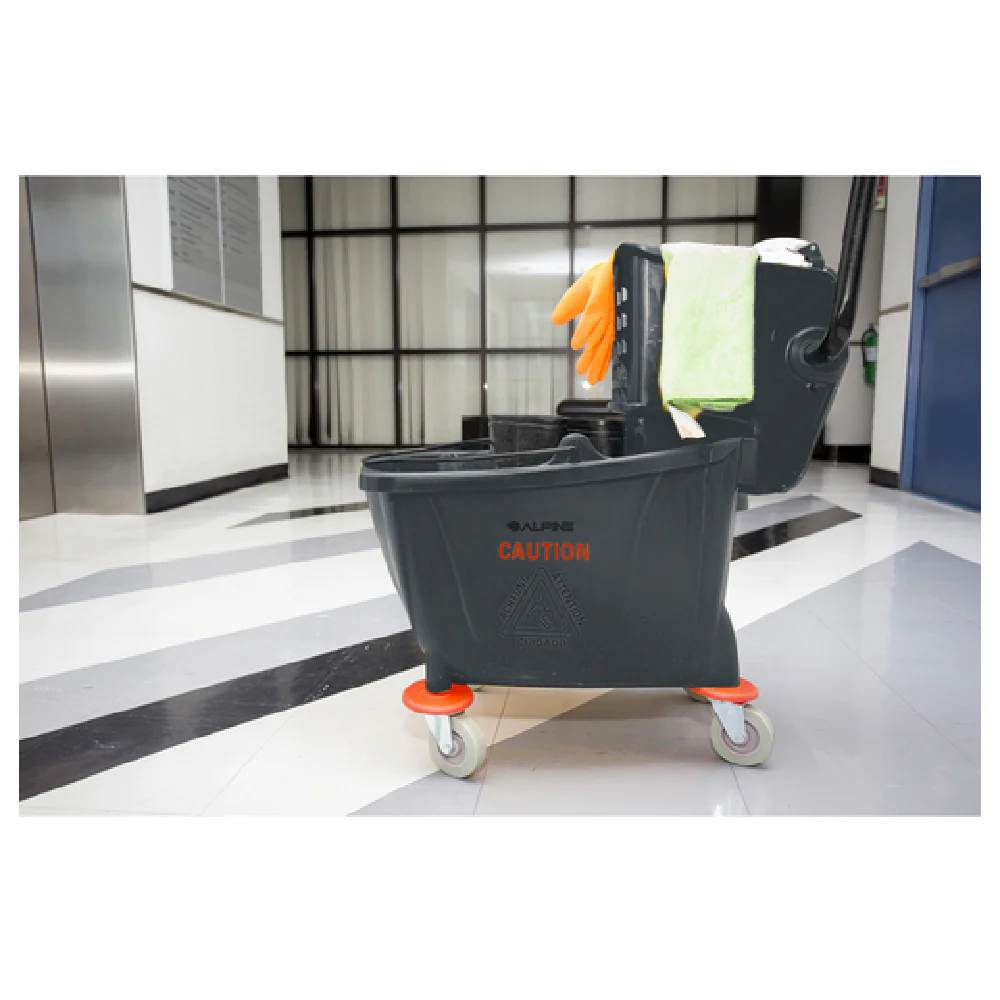 Alpine Industries ALP462-GRY 36 Qt Mop Bucket Combo with Removable Side Wringer Gray Plastic PVC Metal Alpine Industries ALP462-GRY 36 Qt Mop Bucket Combo with Removable Side Wringer Gray Plastic PVC Metal