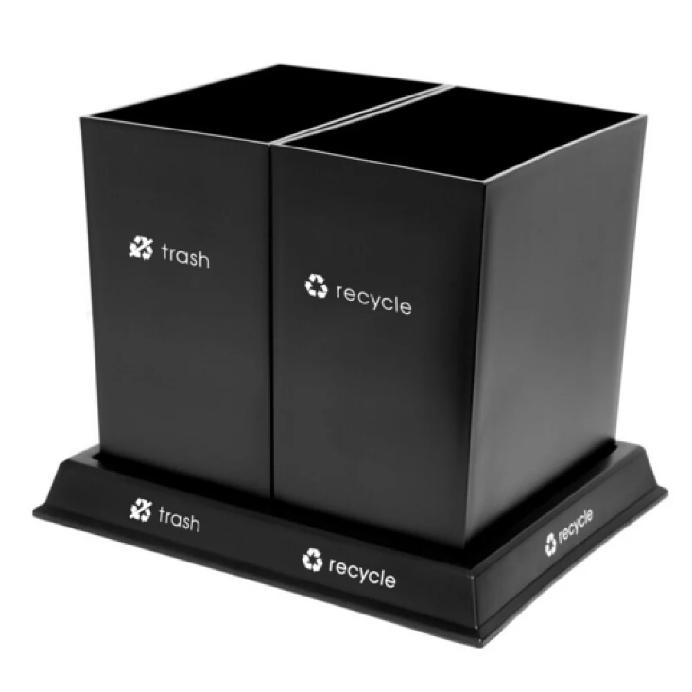 Central Specialties RC2-BLK-4.0 15-1/4 Inch Recycling Receptacle Plastic with Trash and Recycle Imprint Central Specialties RC2-BLK-4.0 15-1/4 Inch Recycling Receptacle Plastic with Trash and Recycle Imprint