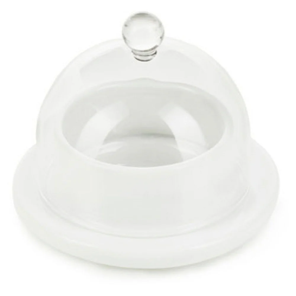 Revol 652077 2-1/2 Oz Butter Dish Round with Glass Lid Porcelain White Revol 652077 2-1/2 Oz Butter Dish Round with Glass Lid Porcelain White