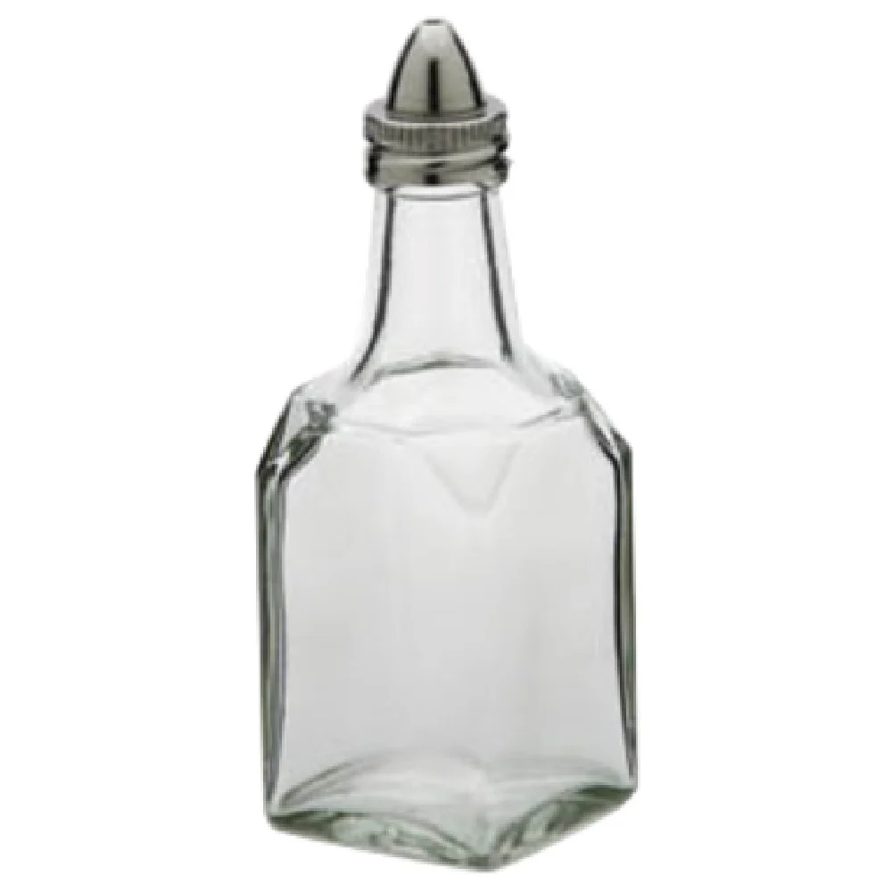 Royal Industries ROY C 600 Cruet 6 Oz. Square Glass With Stainless Steel Lid