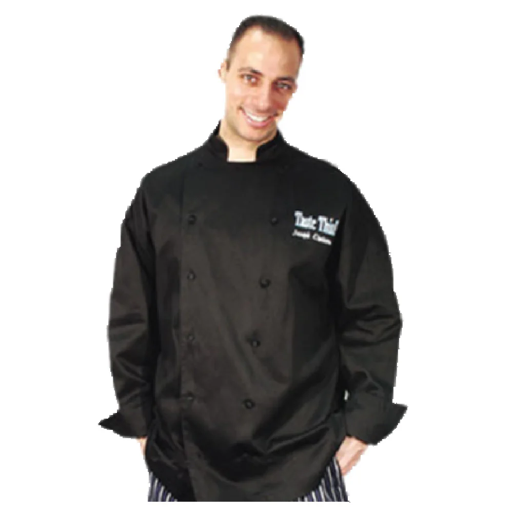 John Ritzenthaler Company J017BK-XL X-large Chef's Coat Black Long Sleeve with Pocket