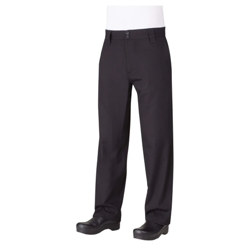Chef Works PS005-BLK-36 Chef's Pants Size 36 Modern Fit Black Poly/Cotton with Pockets