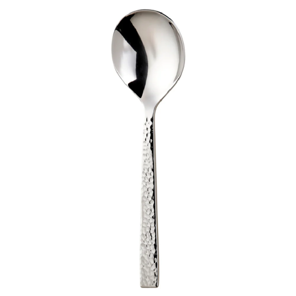 1880 Hospitality B327SBLF 6-1/4 Inch Bouillon Spoon Hammered 18/0 Stainless Steel