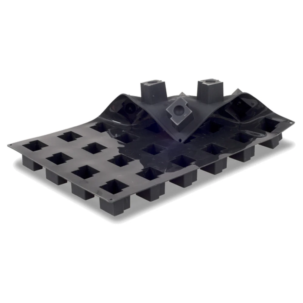 JB Prince M620 J 23-1/2 Inch Pavoni Pavoflex Mold with 24 Offset Cubes Black Silicone