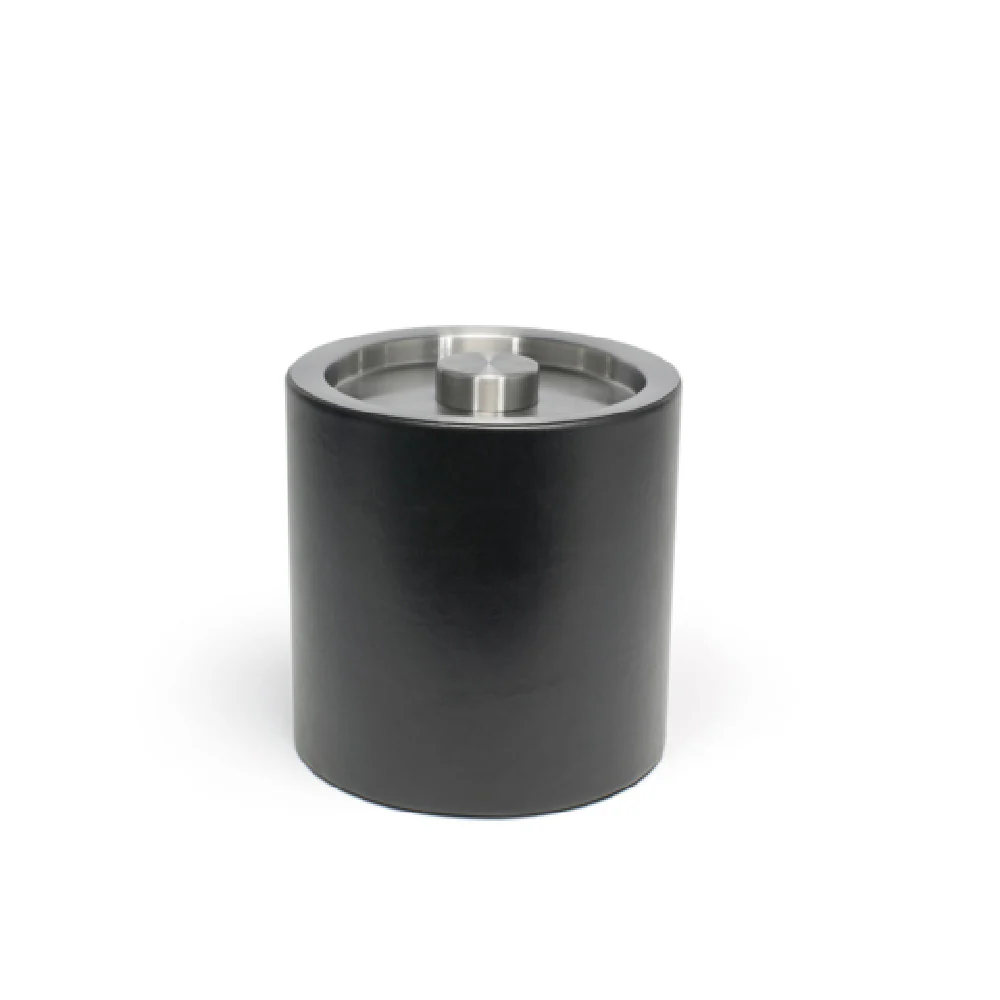 FOH RIB027BKL21 3.5qt Round London Ice Bucket Black With Matte Black Lid Includes One RIB017BKL21-BTM 3.5qt Round London Ice Bucket Base Black