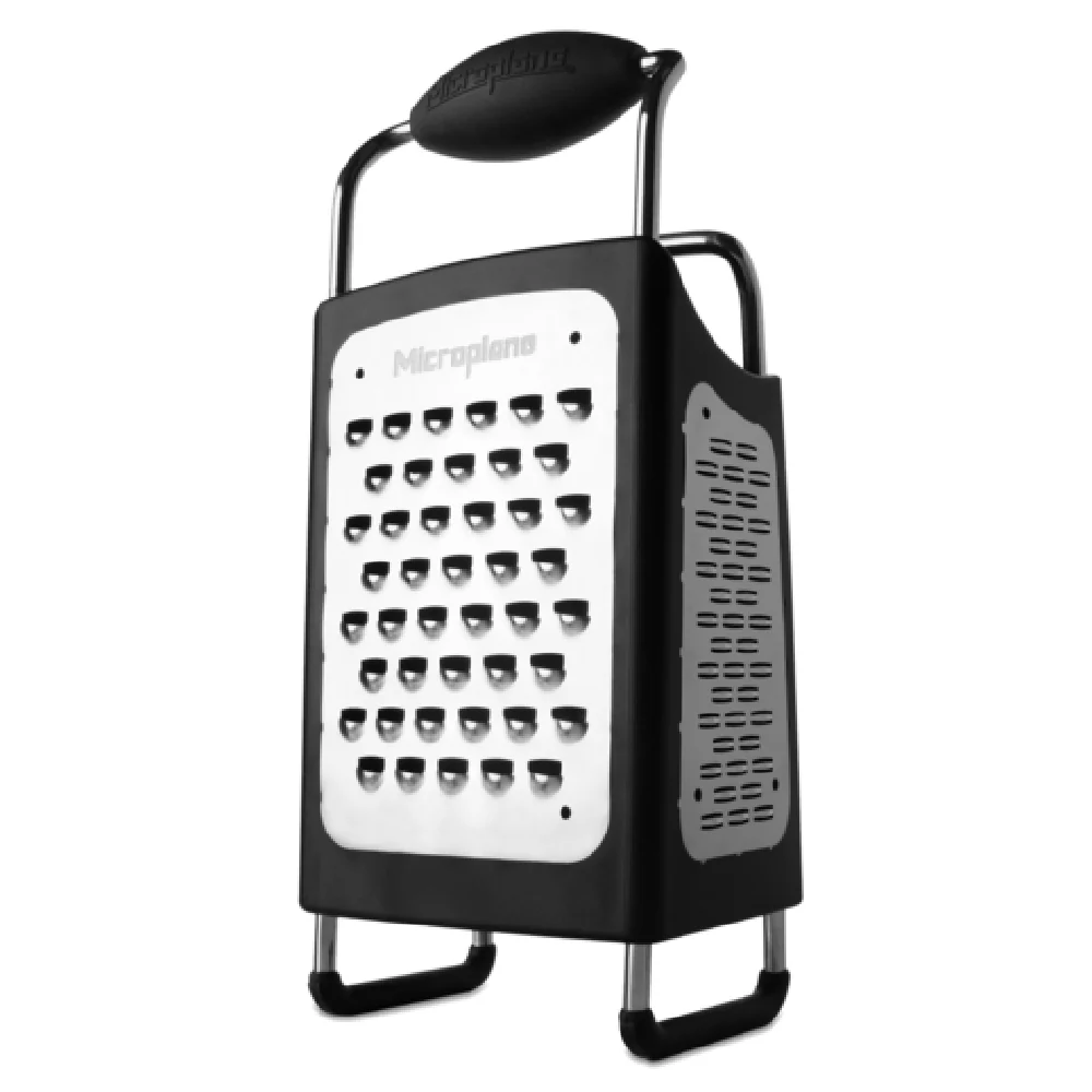 JB Prince U929 4-5/8 Inch Box Grater Black Plastic with Surgical Grade Stainless Steel JB Prince U929 4-5/8 Inch Box Grater Black Plastic with Surgical Grade Stainless Steel