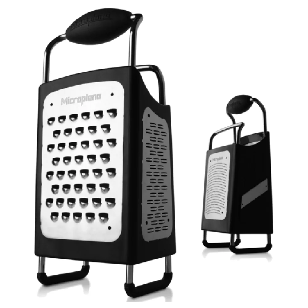 JB Prince U929 4-5/8 Inch Box Grater Black Plastic with Surgical Grade Stainless Steel JB Prince U929 4-5/8 Inch Box Grater Black Plastic with Surgical Grade Stainless Steel