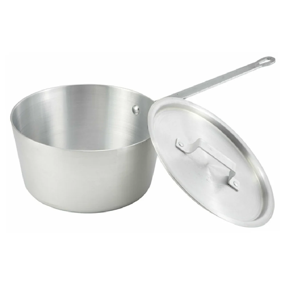 Winco ASP-5 5 Qt Sauce Pan Tapered Sides Riveted Handle Aluminum Winco ASP-5 5 Qt Sauce Pan Tapered Sides Riveted Handle Aluminum