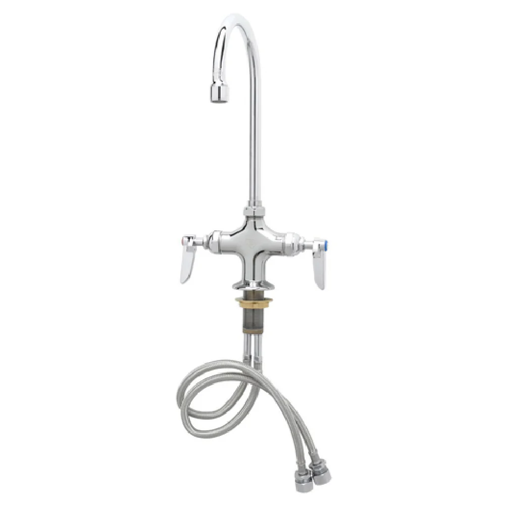 T&S Brass B-0302 Double Pantry Faucet 6 Inch Gooseneck Vandal Resistant Aerator