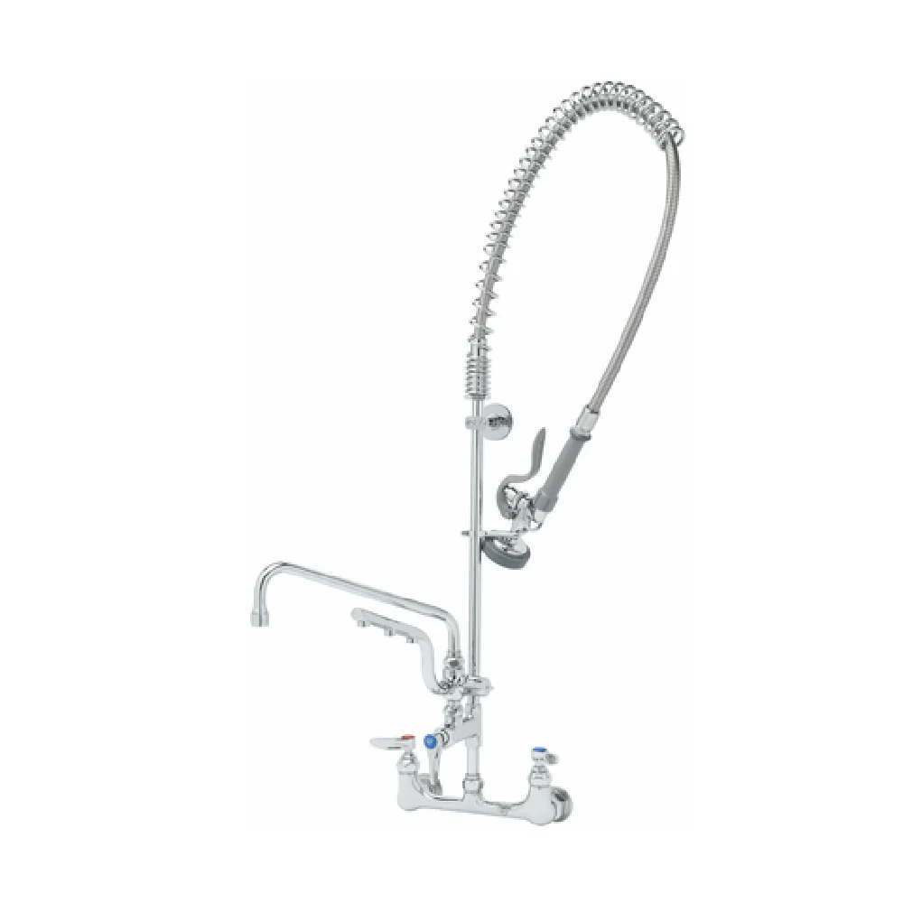 T&S Brass B-0133-U12-B Wall Mount Mixing Faucet 12 to 14 Inch Swivel Spout with Compression Cartridge and Lever Handle