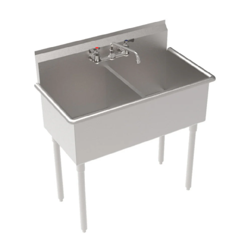 Krowne BS-1818-2 39 Inch Commercial Sink with Two 18 Inch Bowls Stainless Steel Krowne BS-1818-2 39 Inch Commercial Sink with Two 18 Inch Bowls Stainless Steel