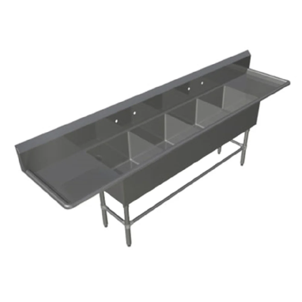 John Boos 44PB1620-2D24 115 Inch Pro-Bowl Sink with 4 Compartments Stainless Steel