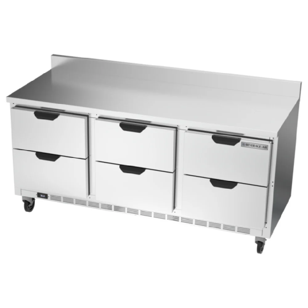 Beverage Air WTRD72AHC-6-FIP 72 Inch Three Section Worktop Refrigerator 17.88 cu ft with 6 Drawers and Stainless Steel Finish Beverage Air WTRD72AHC-6-FIP 72 Inch Three Section Worktop Refrigerator 17.88 cu ft with 6 Drawers and Stainless Steel Finish