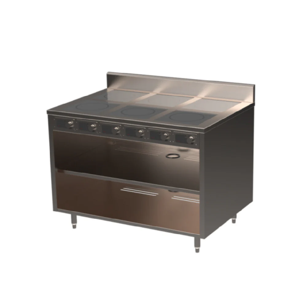 Spring USA BOH-2600-6 48 Inch Electric Induction Cooking Cart with 6 Burners Spring USA BOH-2600-6 48 Inch Electric Induction Cooking Cart with 6 Burners