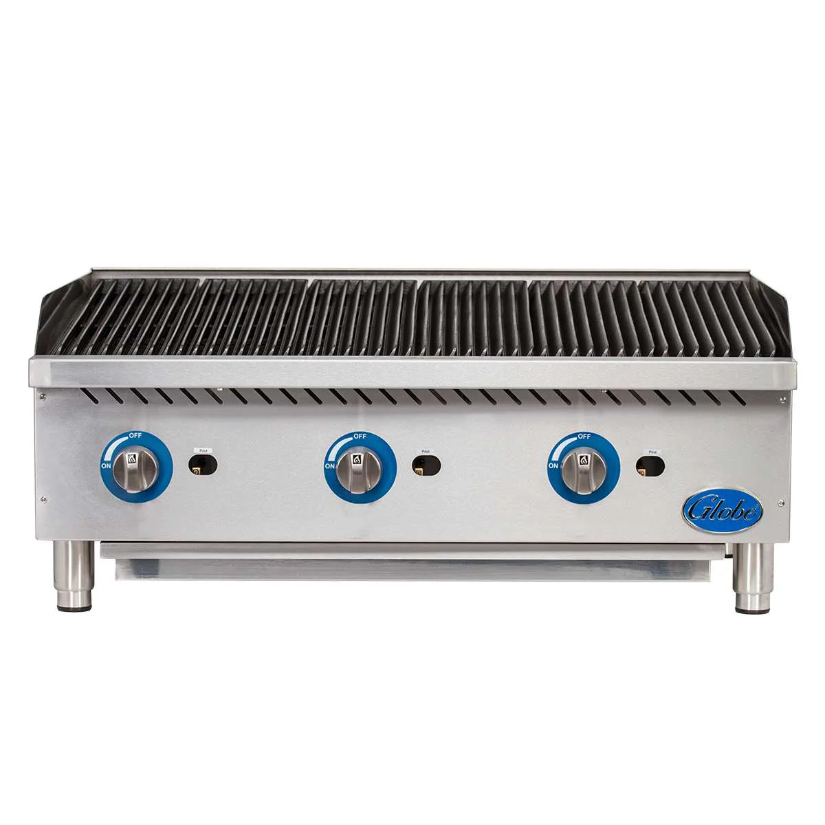 Globe GCB36G-RK 36 Inch Gas Charbroiler Char Rock Countertop 3 Burners 120000 BTU Globe GCB36G-RK 36 Inch Gas Charbroiler Char Rock Countertop 3 Burners 120000 BTU
