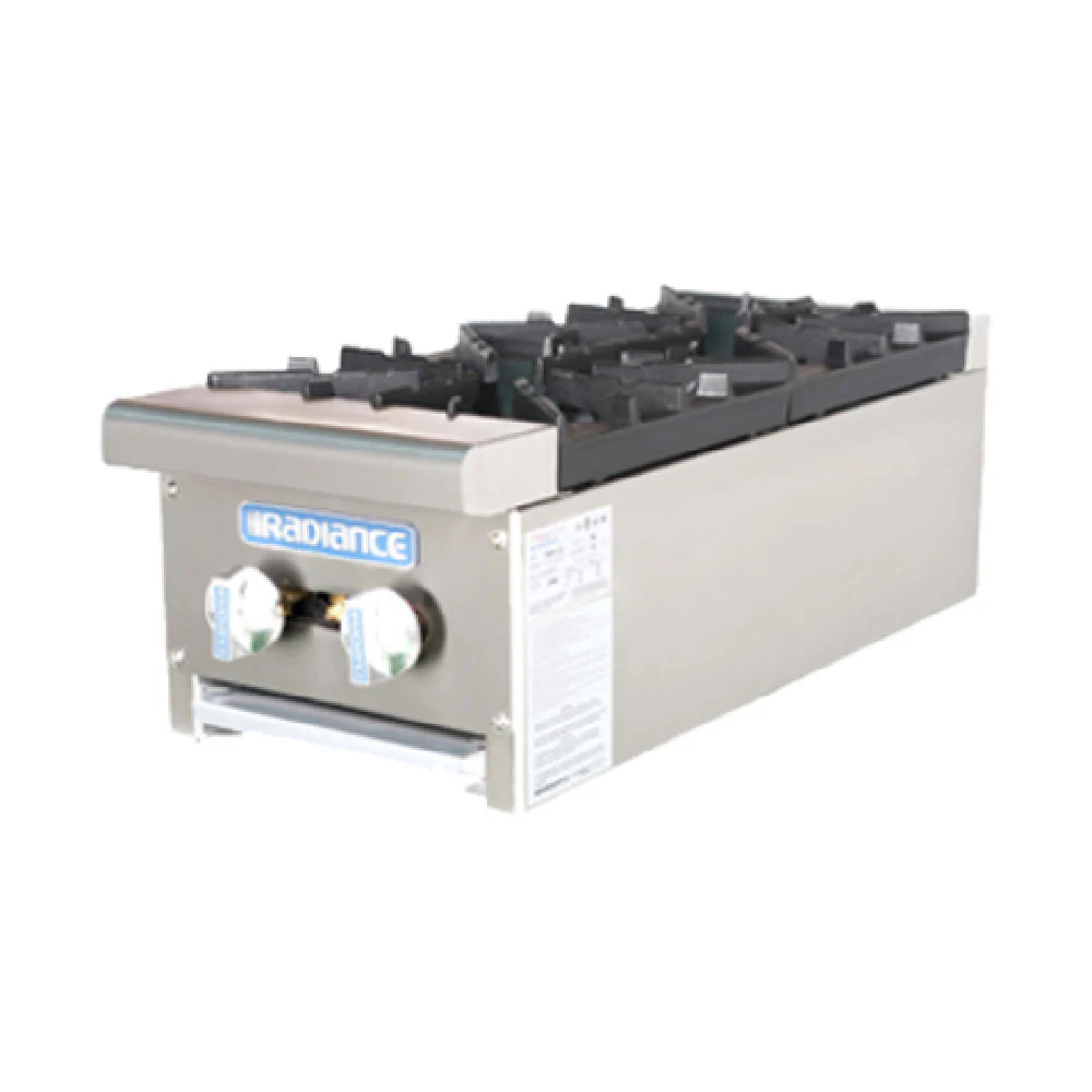 Turbo Air TAHP-12-2_NAT 12 Inch Gas Hotplate with Removable Grease Pan 2 Burners 64000 BTU