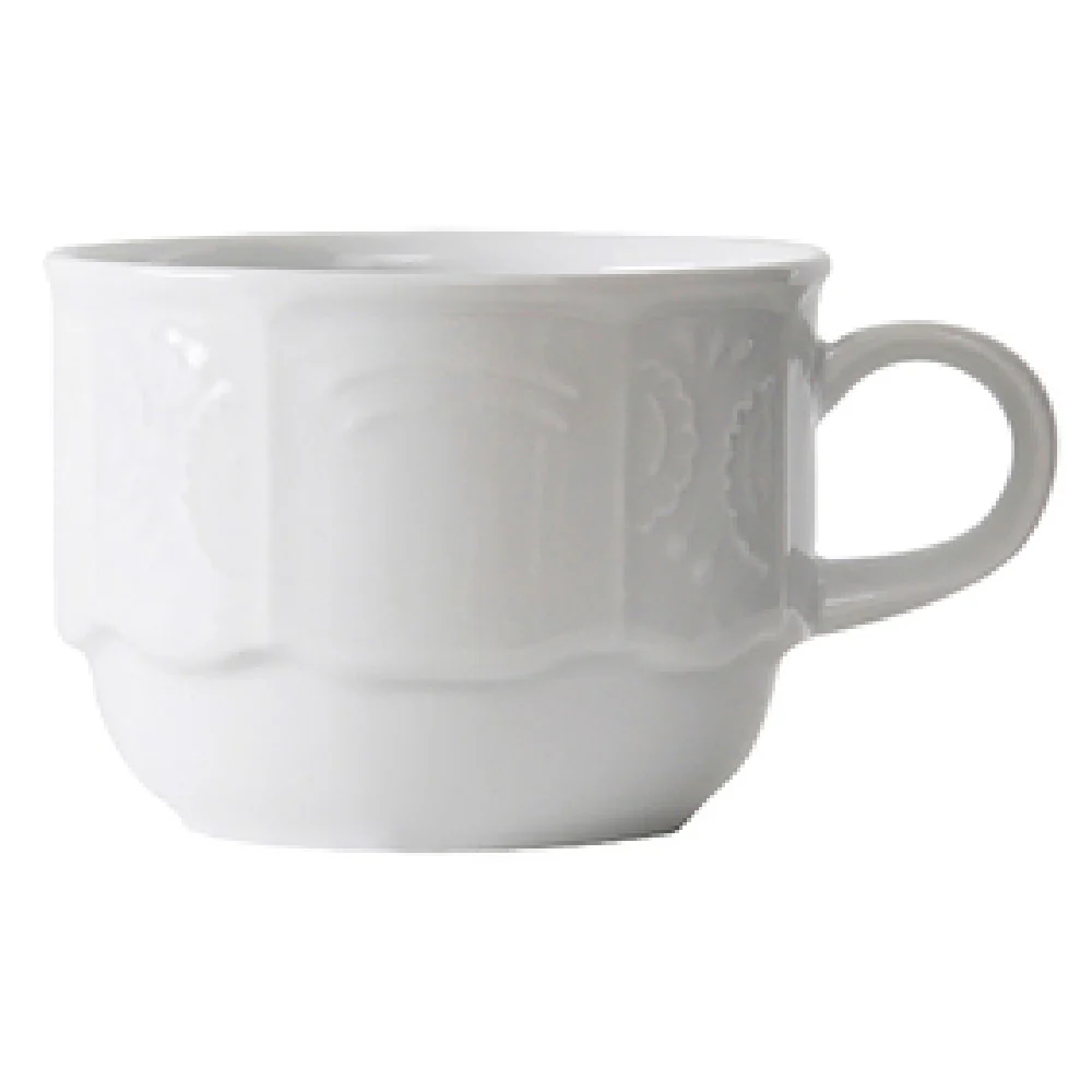 Tuxton CHF-060 6 Oz Cup Porcelain White Stackable Dishwasher Safe