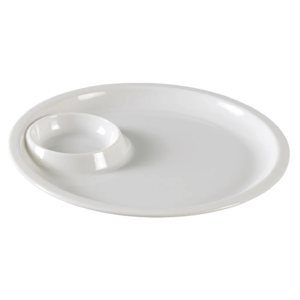 Yanco NC-7521 10 Inch Round Tray with Sauce Compartment Melamine White